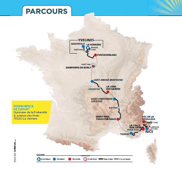 Le parcours de Paris-Nice 2023. (ASO)