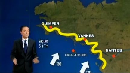 Capture d'&eacute;cran - le 22 d&eacute;cembre 2013 -&nbsp;Philippe Verdier du service m&eacute;t&eacute;o de France 2 nous explique les d&eacute;placements des rafales en France ( FRANCE 2 / FRANCETV INFO)