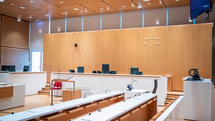 La salle d'audience du procès du crash du vol Air France Rio-Paris au palais de justice de Paris, le 10 octobre 2022.
 (CHRISTOPHE PETIT TESSON / EPA / MAXPPP)