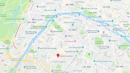 L'attaque au couteau s'est déroulée, le 4 juin 2019, près du marché de la Convention, dans le 15e arrondissement de Paris. (GOOGLE MAPS)