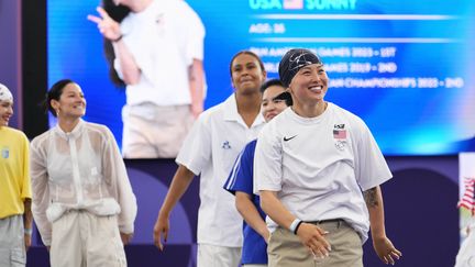 La b-girl américaine Sunny lors du tournoi olympique à la Concorde, le 9 août 2024. (USA TODAY NETWORK/SIPA)