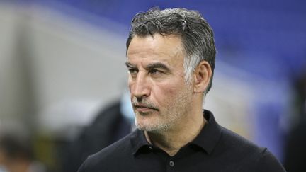 Christophe Galtier lors du match du LOSC face à l'Olympique lyonnais, le 25 avril 2021.&nbsp; (JEAN CATUFFE / AFP)