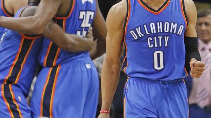 La joie de Russell Westbrook, le joueur du Thunder (RONALD CORTES / GETTY IMAGES NORTH AMERICA)