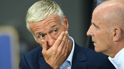 Didier Deschamps, sélectionneur de l'équipe de France, lors du match nul face au Luxembourg (0-0) à Toulouse (Haute-Garonne), le 3 septembre 2017. (FRANCK FIFE / AFP)