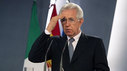 Le Premier ministre italien Mario Monti lors d'une conf&eacute;rence de presse &agrave; Madrid (Espagne), le 2 ao&ucirc;t 2012. (DANI POZO / AFP)