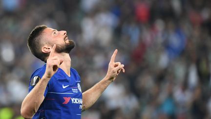 Olivier Giroud, à Baku (Azerbaïdjan), le 29 mai 2019. (OZAN KOSE / AFP)