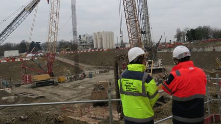 Les travaux du Grand Paris de la future ligne 15 à Villejuif (Val-de-Marne), le 5 décembre 2017. (MAXPPP)