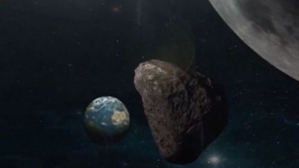 Une image de synth&egrave;se repr&eacute;sentant un ast&eacute;ro&iuml;de fon&ccedil;ant vers la Terre. ( FRANCE 2)