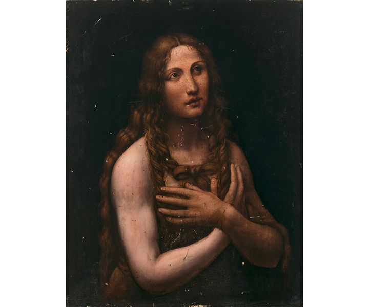 Gian Giacomo CAPROTTI dit SALAÌ, "La Madeleine pénitente", vers 1515-1520 Panneau de bois tendre&nbsp; Estimation : 100 000 - 150 000 € (ARTCURIAL)