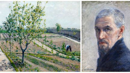 Gustave Caillebotte : à gauche, "Le Jardin potager, Petit Gennevilliers", 1881-1882, Collection particulière - A droite, "Autoportrait", 1891-1892, Paris, musée d'Orsay
 (A gauche © Paris, comité Caillebotte - A droite © RMN-Grand Palais (musée d&#039;Orsay) / Photo : Martine Beck-Coppola)