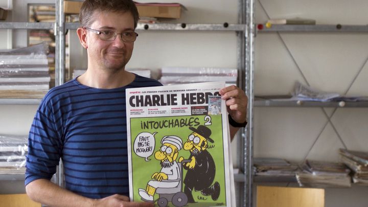 Charb &agrave; la r&eacute;daction de "Charlie Hebdo" le 19 septembre 2012 &agrave; Paris. (FRED DUFOUR / AFP)