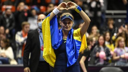 Dayana Yastremska lors du tournoi de Lyon, le 5 mars 2022. (OLIVIER CHASSIGNOLE / AFP)