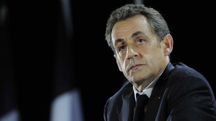 L'ancien pr&eacute;sident de la R&eacute;publique Nicolas Sarkozy, lors d'un meeting &agrave; Saint-Julien-les-Villas&nbsp;(Aube), le 2 octobre 2014. (WITT / SIPA)