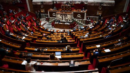 L'Hémicycle de l'Assemblée nationale, le 26 mai 2020. (CHRISTOPHE ARCHAMBAULT / AFP)