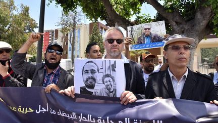 Le secrétaire général de Reporters sans Frontières, Christophe Deloire, à une manifestation de soutien au journaliste marocain Soulaimane Raissouni à Casablanca, le 22 juin 2021. (JALAL MORCHIDI / ANADOLU AGENCY)