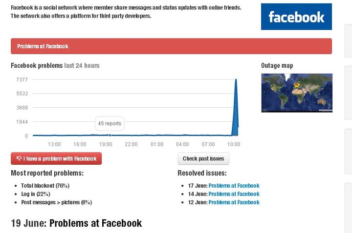 &nbsp; (© Le site downdetector.com répertorie les incidents signalés par les internautes)