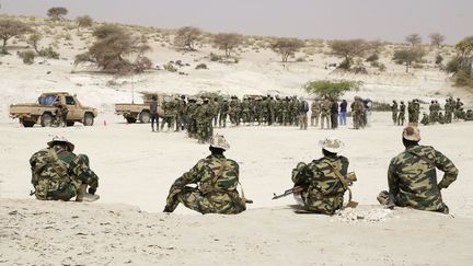 Soldats ouest-africains à l'entraînement durant les manoeuvres Flintlock 2015. Tchad février 2015. (STRINGER . REUTERS / X80002)