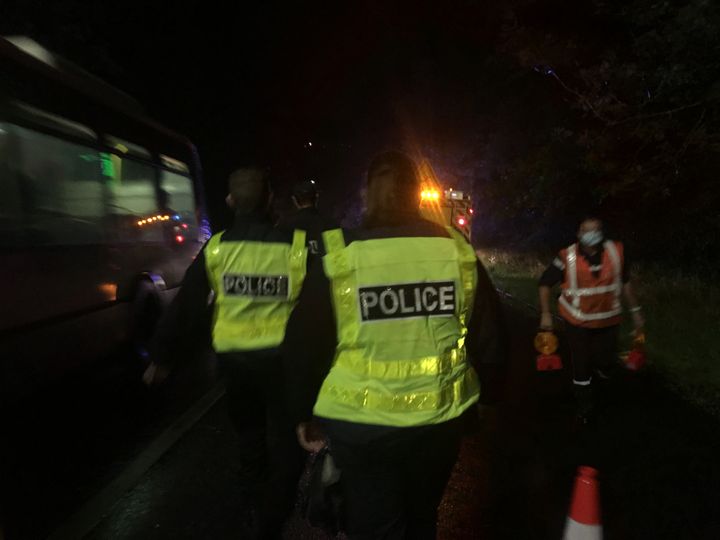 Deux des policiers de l'unité service général&nbsp;de nuit de Rouen (DAVID DI GIACOMO / FRANCEINFO)