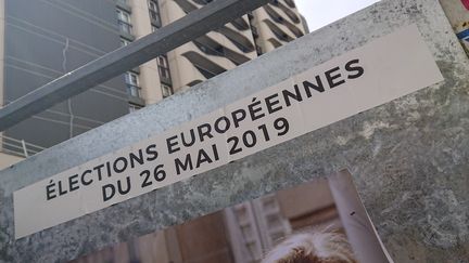 Illustration des affiches des candidats français pour les élections européennes du dimanche 26 mai.&nbsp; (RICCARDO MILANI / HANS LUCAS)