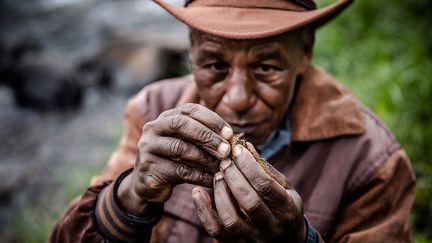 Né dans un camp d'internement britannique, John Ngaii Moses est aujourd'hui guide de pêche. Mais si, comme ce professionnel qui aime raconter pouvoir "attacher une mouche de nuit sans lumière", un nombre croissant d'individus et d'entreprises s'intéressent à ce sport, ce sexagénaire fait figure d'exception dans un pays où la pêche récréative n'est pas encore très répandue.&nbsp; &nbsp; (LUIS TATO / AFP)