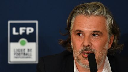 Le Président de la LFP, Vincent Labrune, lors d'une conférence de presse le 10 septembre 2020. (FRANCK FIFE / AFP)