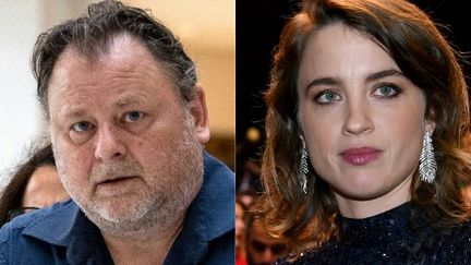 French director Christophe Ruggia walks with his lawyer Fanny Colin at the Paris courthouse on June 29, 2023 while French actress Adèle Haenel attends the 45th edition of the César Awards ceremony at the Salle Pleyel in Paris on February 28, 2020. (PAUL-LOUIS GODIER,BERTRAND GUAY / AFP)