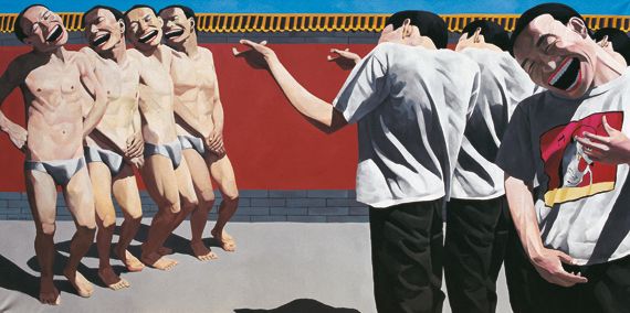 Yue Minjun, "The Execution", 1995. Huile sur toile. Collection priv&eacute;e. ( YUE MINJUN PHOTO COURTESY YUE MINJUN STUDIO)