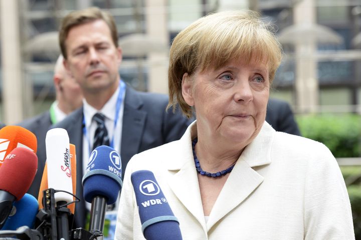 La chanceli&egrave;re allemande, Angela Merkel, le 12 juillet 2015 &agrave; Bruxelles (Belgique). (THIERRY CHARLIER / AFP)