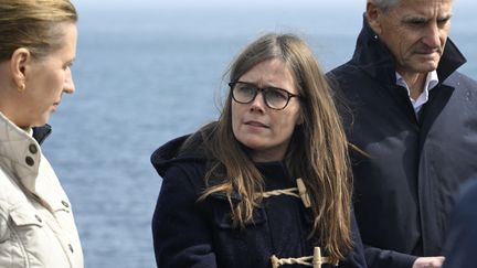 Katrin Jakobsdóttir, autrice du livre "Reykjavík", dans son rôle de première ministre Islandaise en juin 2023 (HALLDOR KOLBEINS / AFP)