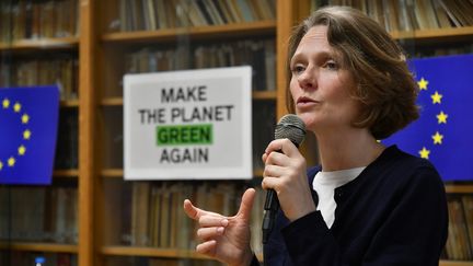 Claire Nouvian s'exprime à Paris, le 4 mai 2019. (DANIEL PIER / NURPHOTO / AFP)