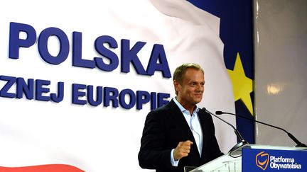 Le Premier ministre polonais Donald Tusk, leader du parti Plateforme civique, le 25 mai 2014 &agrave; Varsovie (Pologne). (JANEK SKARZYNSKI / AFP)