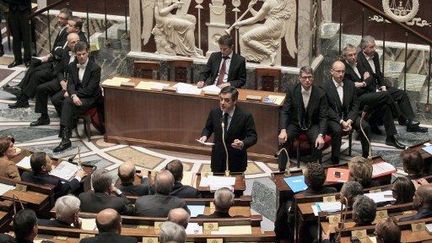 François Fillon devant l'Assemblée (6 mars 2012) (JACQUES DEMARTHON / AFP)