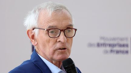 Le climatologue Jean Jouzel à l'université d'été du Medef, à Paris, le 29 août 2023. (EMMANUEL DUNAND / AFP)