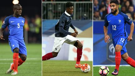 Les joueurs français N'Golo Kanté, Ousmane Dembele et Nabil Fékir