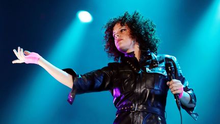 Régine Chassagne de Arcade Fire sur scène le 10 juin 2017 sur l'île de Wight.
 (James Shaw/Shutterstock/SIPA)