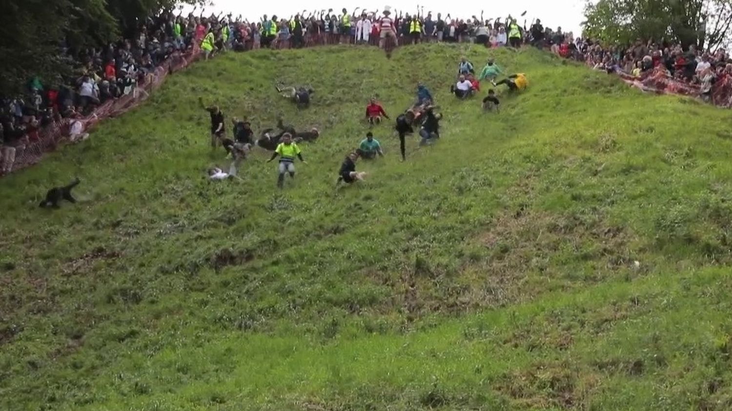 In Brockworth, Cooper's Hill Village organizes a traditional cheese race