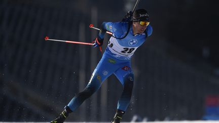 Quentin Fillon Maillet sur le premier sprint de Nove Mesto, samedi 6 mars 2021. (MICHAL CIZEK / AFP)