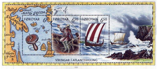 Timbre des Iles Feroe, représentant les voyages des Vikings
 (Wikimedia commons)