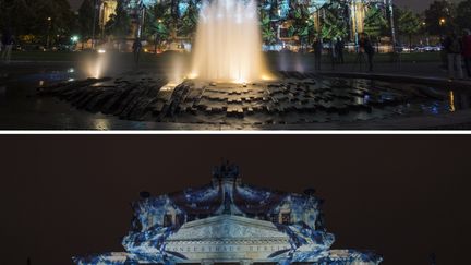 Le festival des Lumières illumine le 13 octobre la façade de la Cathédrale de Berlin.&nbsp; (JOHN MACDOUGALL / AFP)