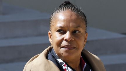 Christiane Taubira, ministre de la Justice, &agrave; l'Elys&eacute;e, &agrave; Paris,&nbsp;le 16 avril 2014. (PATRICK KOVARIK / AFP)