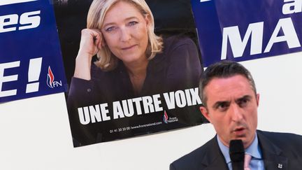 Le maire FN des 13e et 14e arrondissements de Marseille, St&eacute;phane Ravier, lors d'une conf&eacute;rence de presse, le 15 janvier 2015. (  MAXPPP)