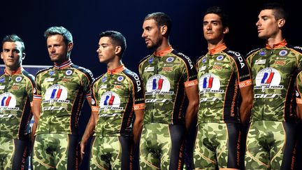 Présentation de l'équipe cycliste de l'armée de terre, en juin 2017. (MAXPPP)