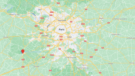 Capture d'écran de Google maps pointant la ville de Rambouillet (Yvelines) où trois personnes sont mortes dans un incendie, le 18 janvier 2023. (GOOGLE MAPS)