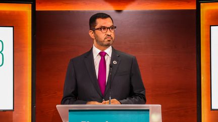 Le président de la COP28, Sultan al-Jaber à New York, le 19 septembre 2023. (ZAK BENNETT / AFP)