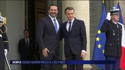 Saad Hariri et Emmanuel Macron à l'Élysée. (FRANCE 3)