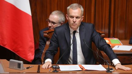 Le président de l'Assemblée nationale François de Rugy, devant les parlementaires réunis en Congrès à Versailles, le 9 juillet 2018. (LUDOVIC MARIN / AFP)