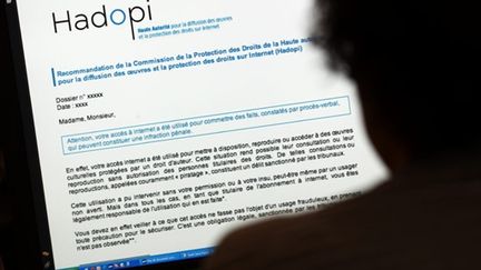 Une recommandation de la Haute autorité pour la diffusion des oeuvres et la protection des droits sur internet (Hadopi) (AFP - THOMAS COEX)