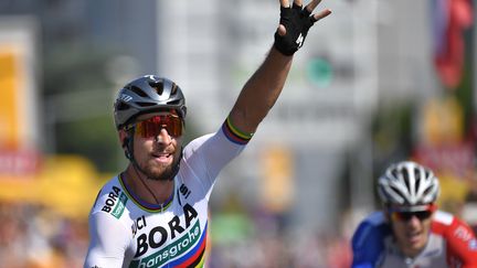 Peter Sagan vainqueur de la 2e étape du Tour de France 2018.  (MARCO BERTORELLO / AFP)