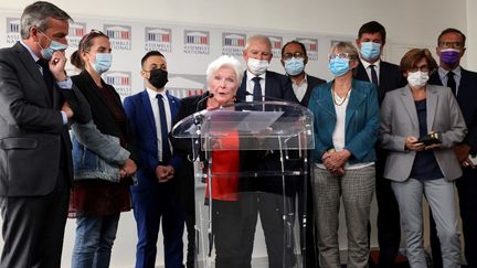 L'actrice Line Renaud lors d'une prise de parole à l'Assemblée nationale, le&nbsp;28 septembre 2021. (THOMAS COEX / AFP)