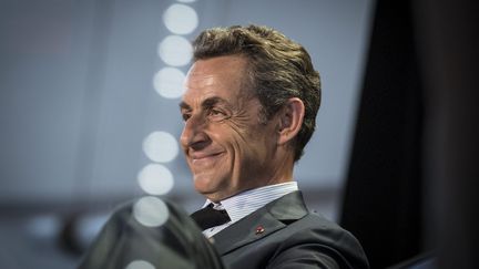 Le pr&eacute;sident de l'UMP, Nicolas Sarkozy, lors d'un meeting aux Pavillons-sous-Bois (Seine-Saint-Denis), le 11 mai 2015. (MAXPPP)